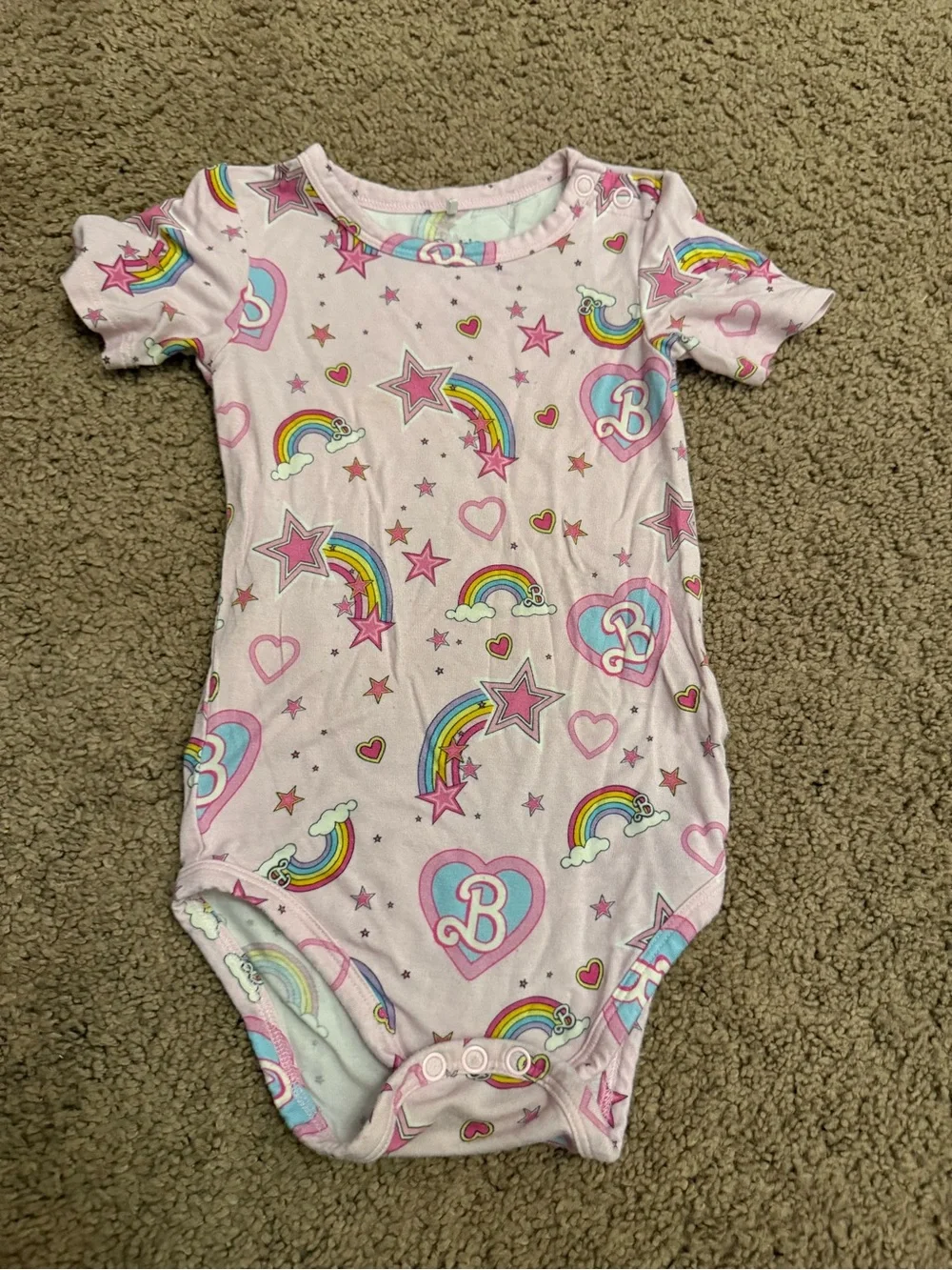 Posh Peanut Pink Rainbow & Star Print One-Piece Bodysuit